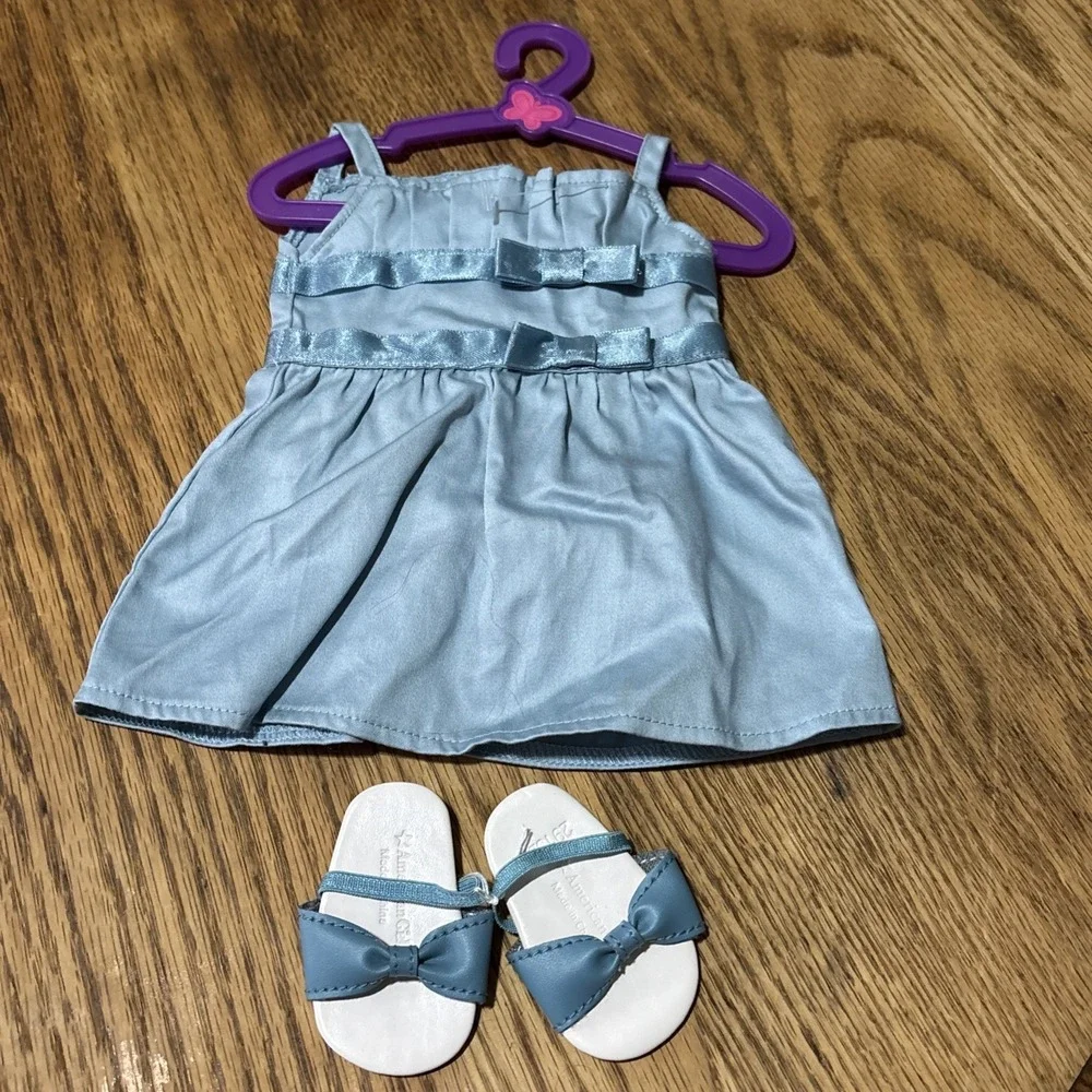 American‎ Girl Doll Dress With Matching Shoes Blue Special Occasion Party